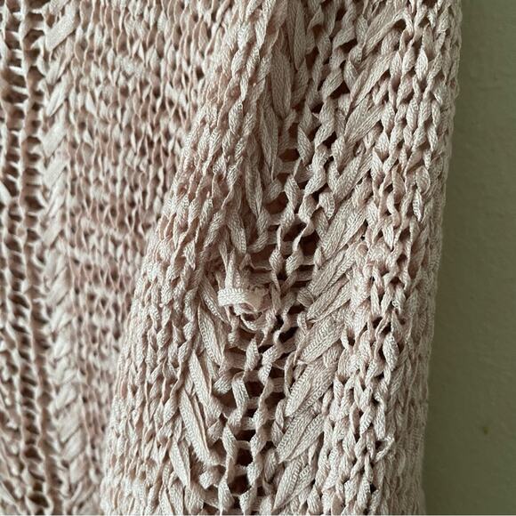 BCBGMaxAzria | Loose Knit Crochet Sweater Top Crew Neck Bare Pink XS - Picture 3 of 6